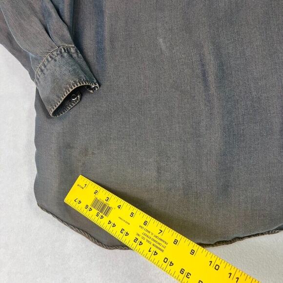 Acorn by Bob Goldfeder Mens M Blue Tencel Pearl Snap Shirt Made In Italy - Picture 9 of 9